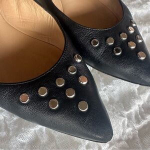 Longchamp Studded Ballet Flats Black Leather EU 37 US 6.5 7